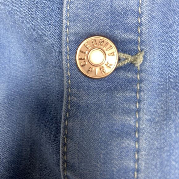 Celebrity Pink Denim Mini Skirt Women's Junior 3 / 26 Button Front Stretch Blue - Picture 3 of 8